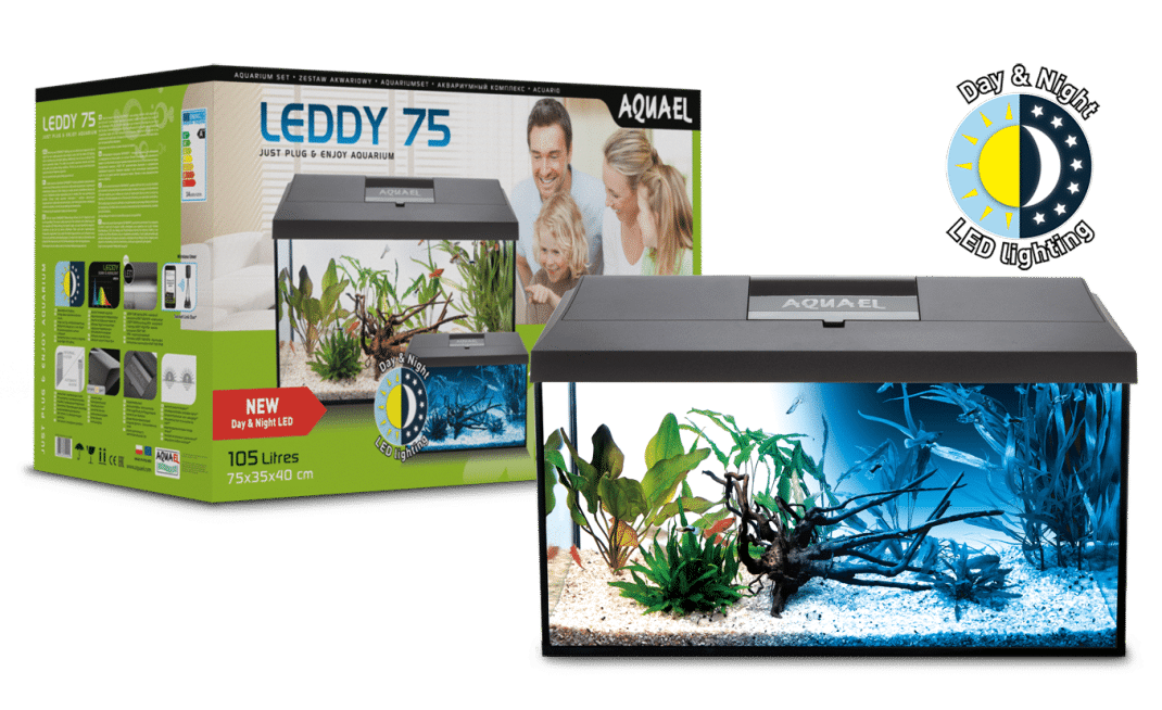 Aquael Leddy Day & Night 75 Black Aquarium Set