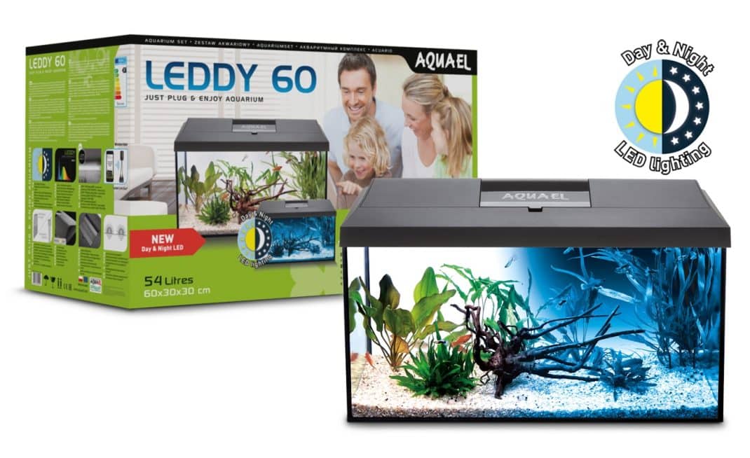 Aquael Leddy Day & Night 60 Black Aquarium Set