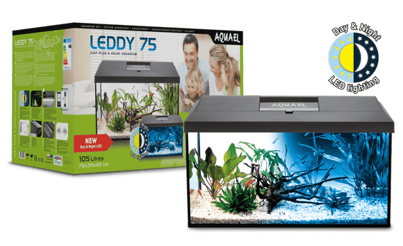 Aquael Leddy Day & Night 75 Black Aquarium Set