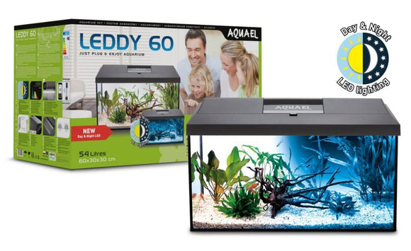 Aquael Leddy Day & Night 60 Black Aquarium Set