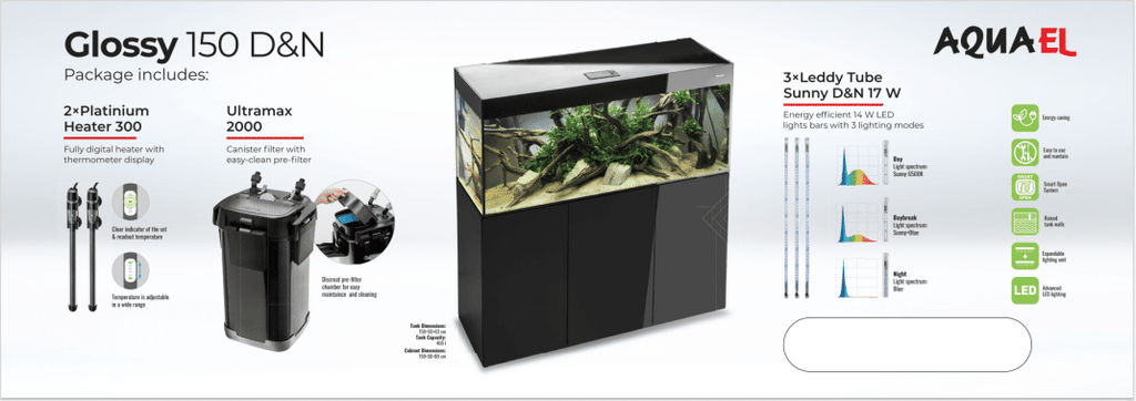AQUAEL Glossy 150 (Black) Package. PICKUP ONLY