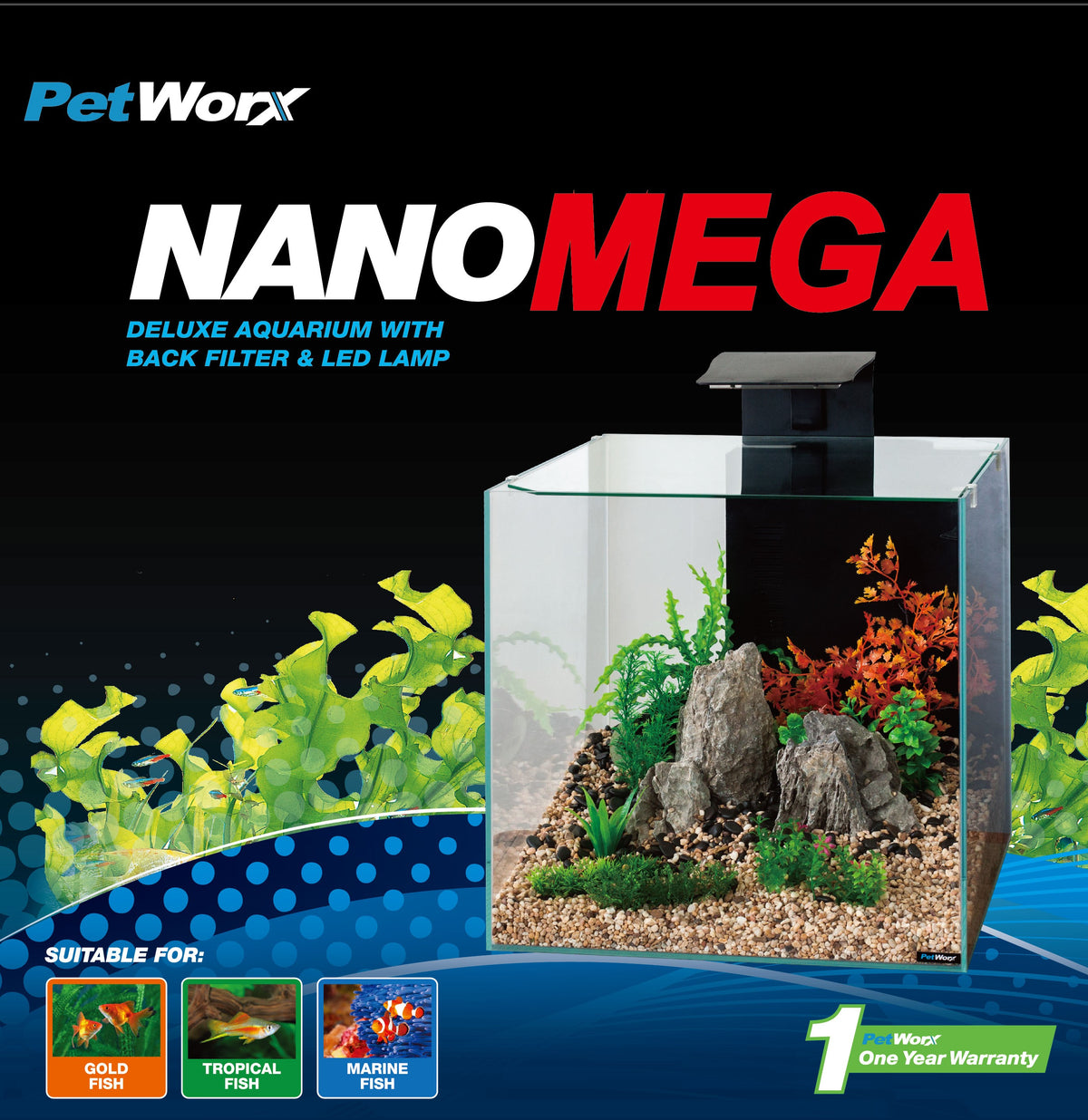 Pet Worx Nano Mega Aquarium 90Lt PICKUP ONLY