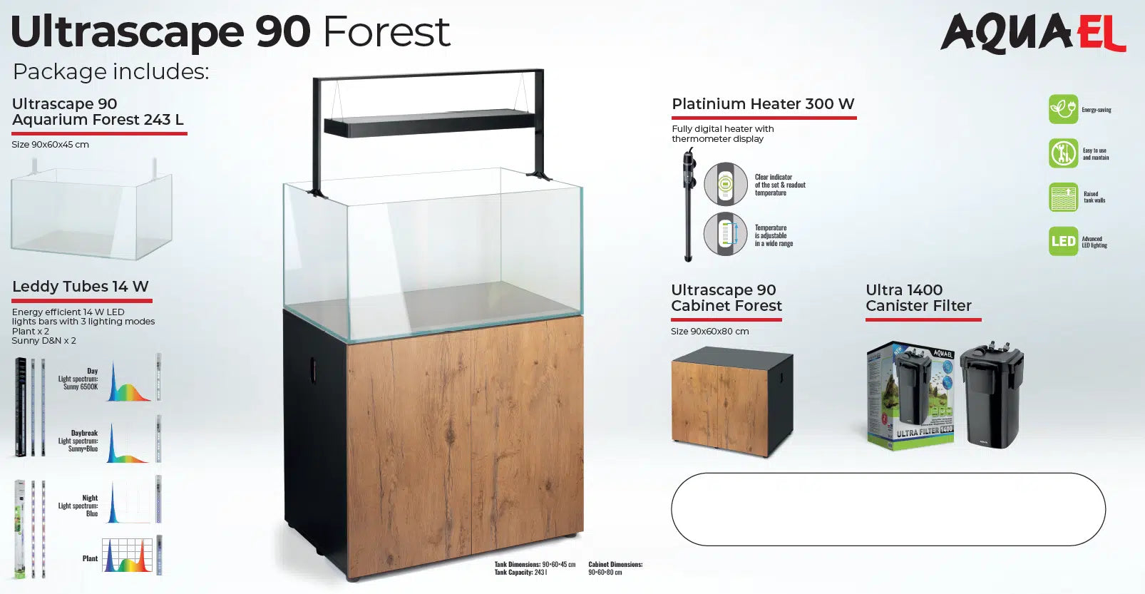 AQUAEL Ultrascape 90 (Forest) Package PICKUP ONLY
